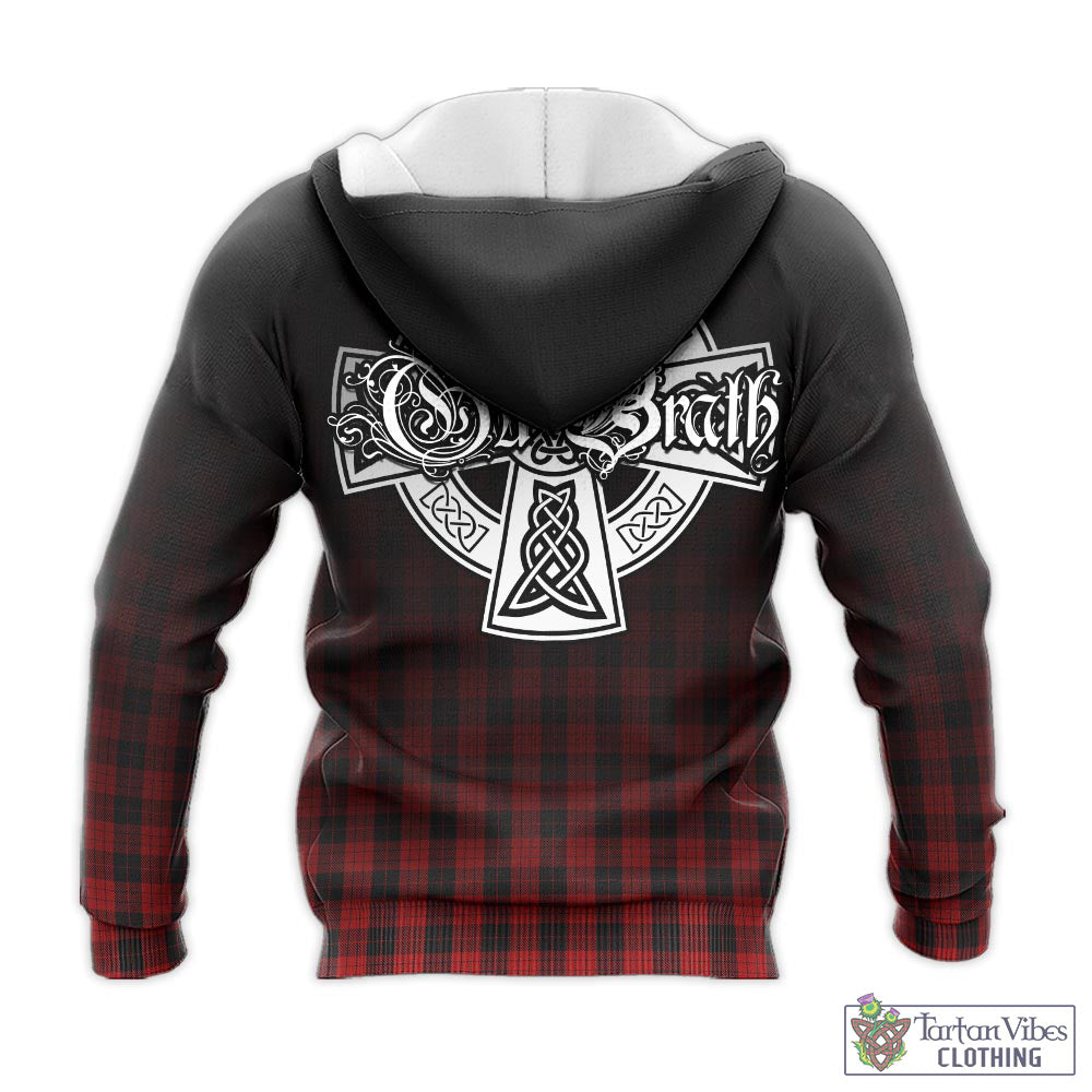 Tartan Vibes Clothing MacLeod Black and Red Tartan Knitted Hoodie Featuring Alba Gu Brath Family Crest Celtic Inspired