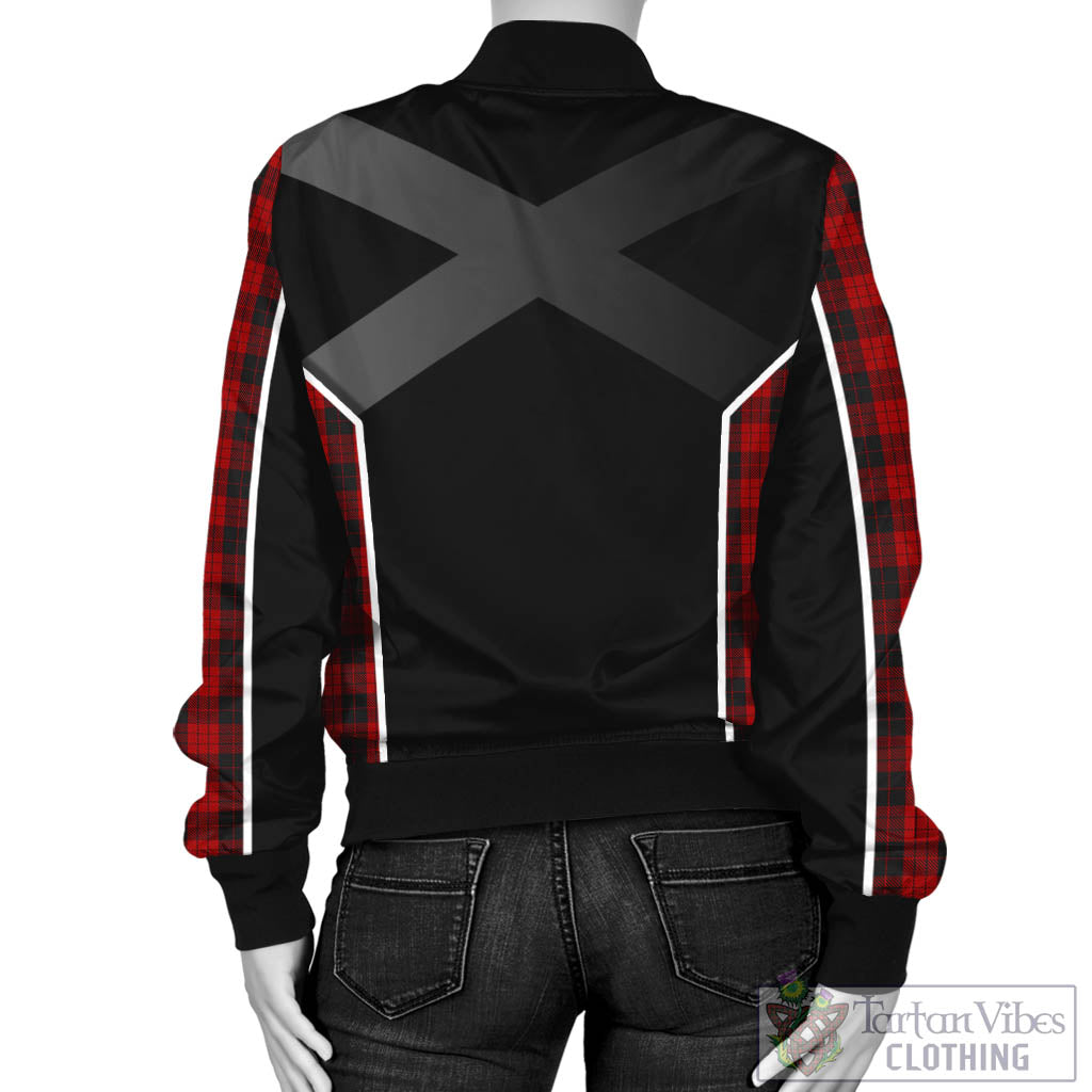 Tartan Vibes Clothing MacLeod Black and Red Tartan Bomber Jacket with Family Crest and Scottish Thistle Vibes Sport Style