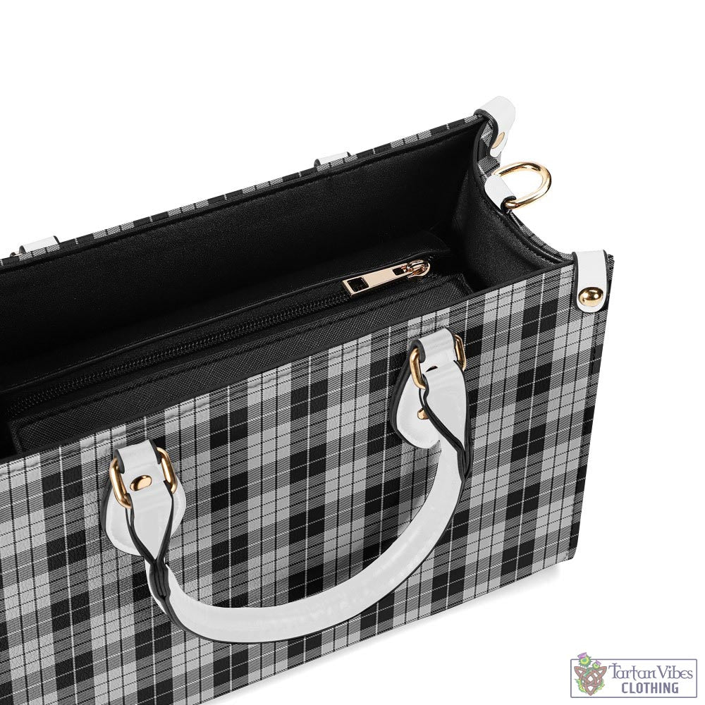 Tartan Vibes Clothing MacLeod Black and White Tartan Luxury Leather Handbags