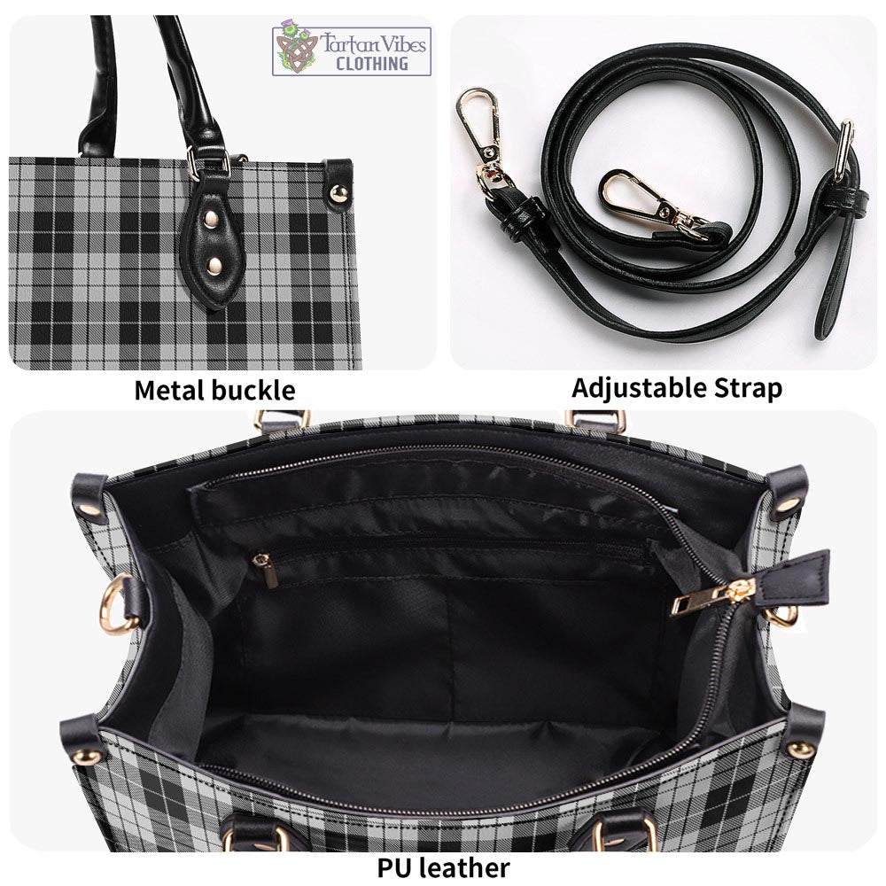 Tartan Vibes Clothing MacLeod Black and White Tartan Luxury Leather Handbags