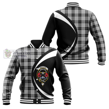 MacLeod Black and White Tartan Baseball Jacket with Family Crest Circle Style