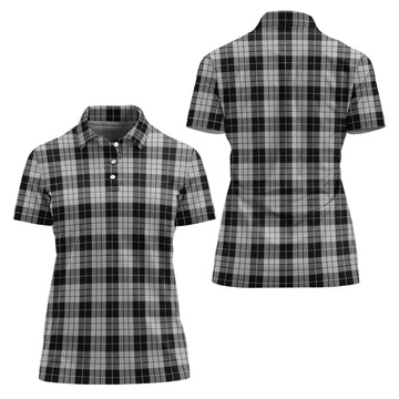 MacLeod Black and White Tartan Polo Shirt For Women