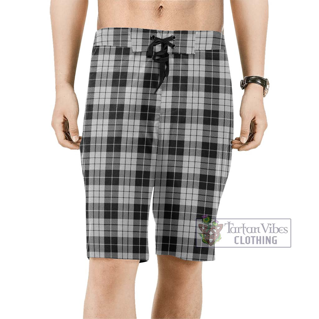 Tartan Vibes Clothing MacLeod Black and White Tartan Men's Board Shorts