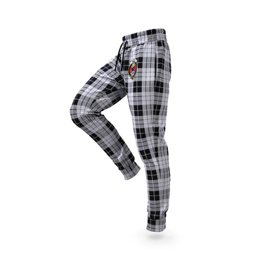 MacLeod Black and White Tartan Joggers Pants with Family Crest