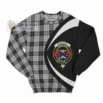 MacLeod Black and White Tartan Sweatshirt with Family Crest Circle Style