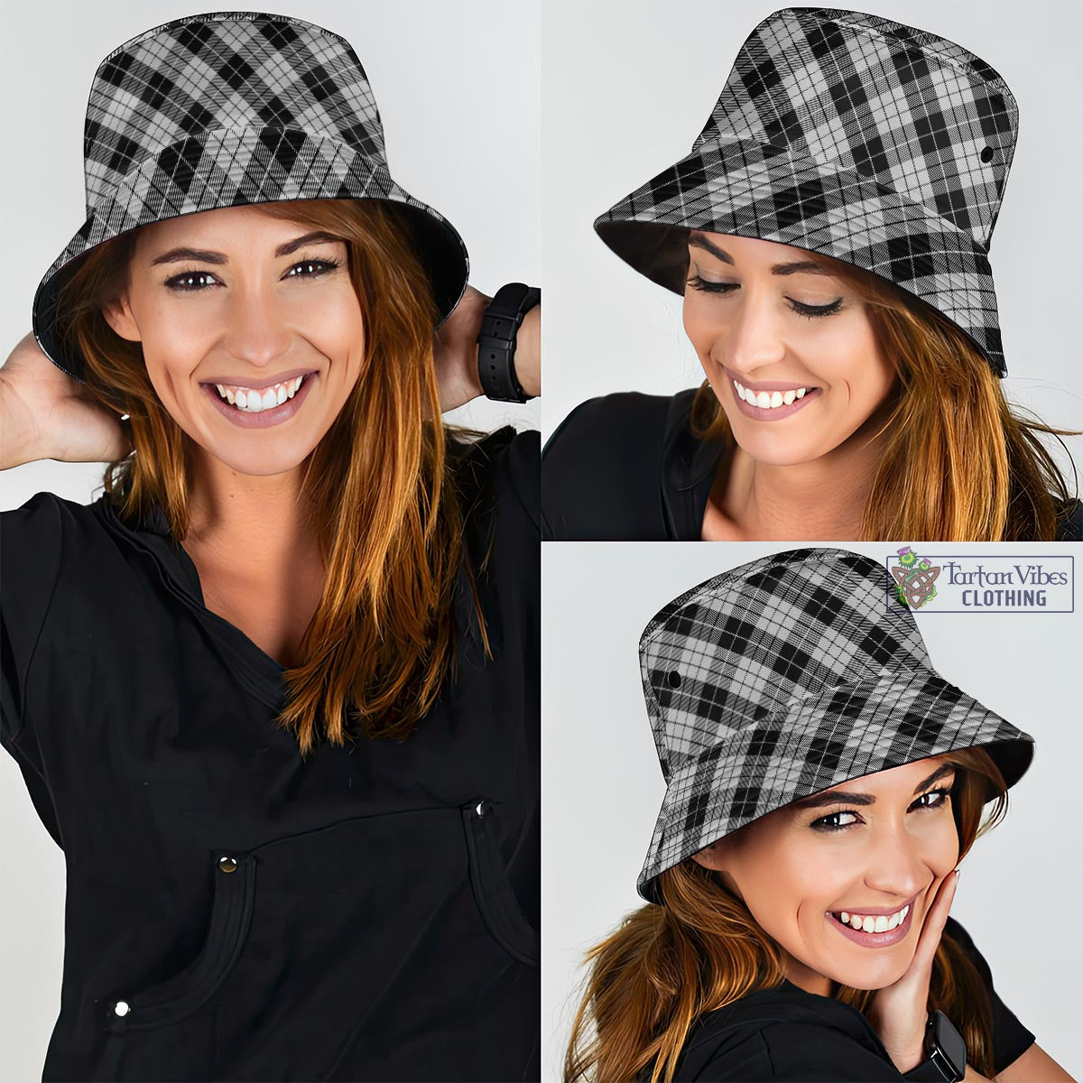 Tartan Vibes Clothing MacLeod Black and White Tartan Bucket Hat