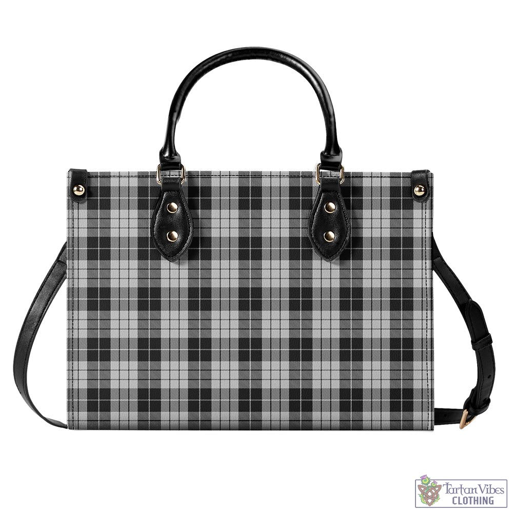 Tartan Vibes Clothing MacLeod Black and White Tartan Luxury Leather Handbags