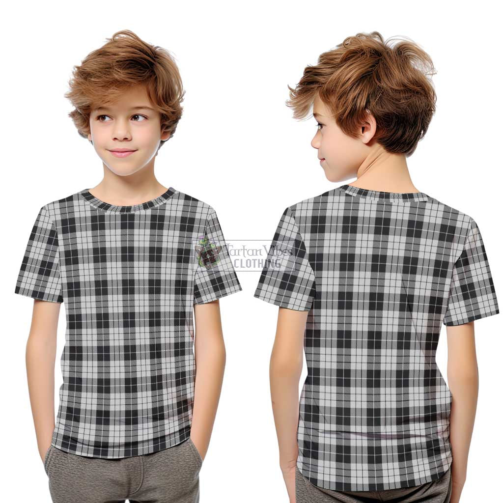 Tartan Vibes Clothing MacLeod Black and White Tartan Kid T-Shirt