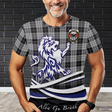 MacLeod Black and White Tartan T-Shirt with Alba Gu Brath Regal Lion Emblem