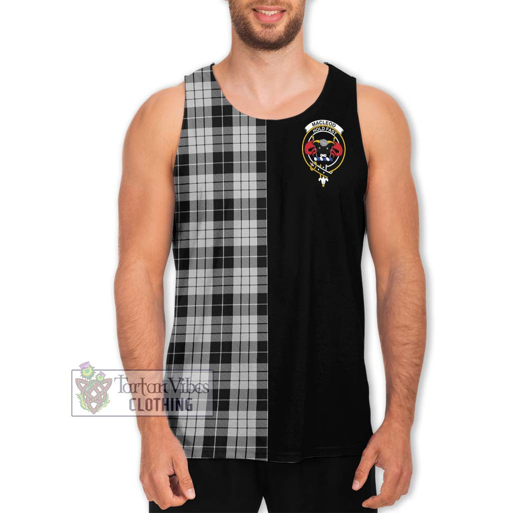 Tartan Vibes Clothing MacLeod Black and White Tartan Men's Tank Top with Family Crest and Half Of Me Style