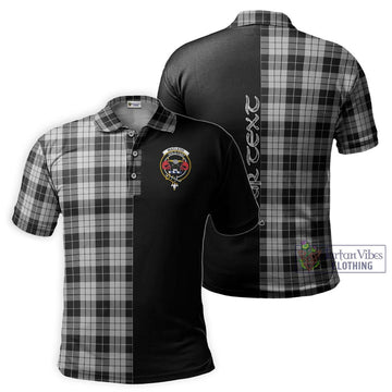 MacLeod Black and White Tartan Polo Shirt with Family Crest and Half Of Me Style