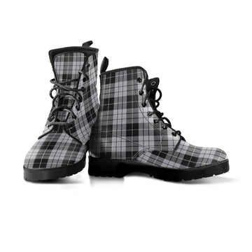 MacLeod Black and White Tartan Leather Boots