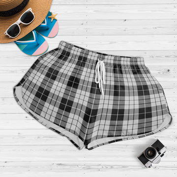 MacLeod Black and White Tartan Womens Shorts