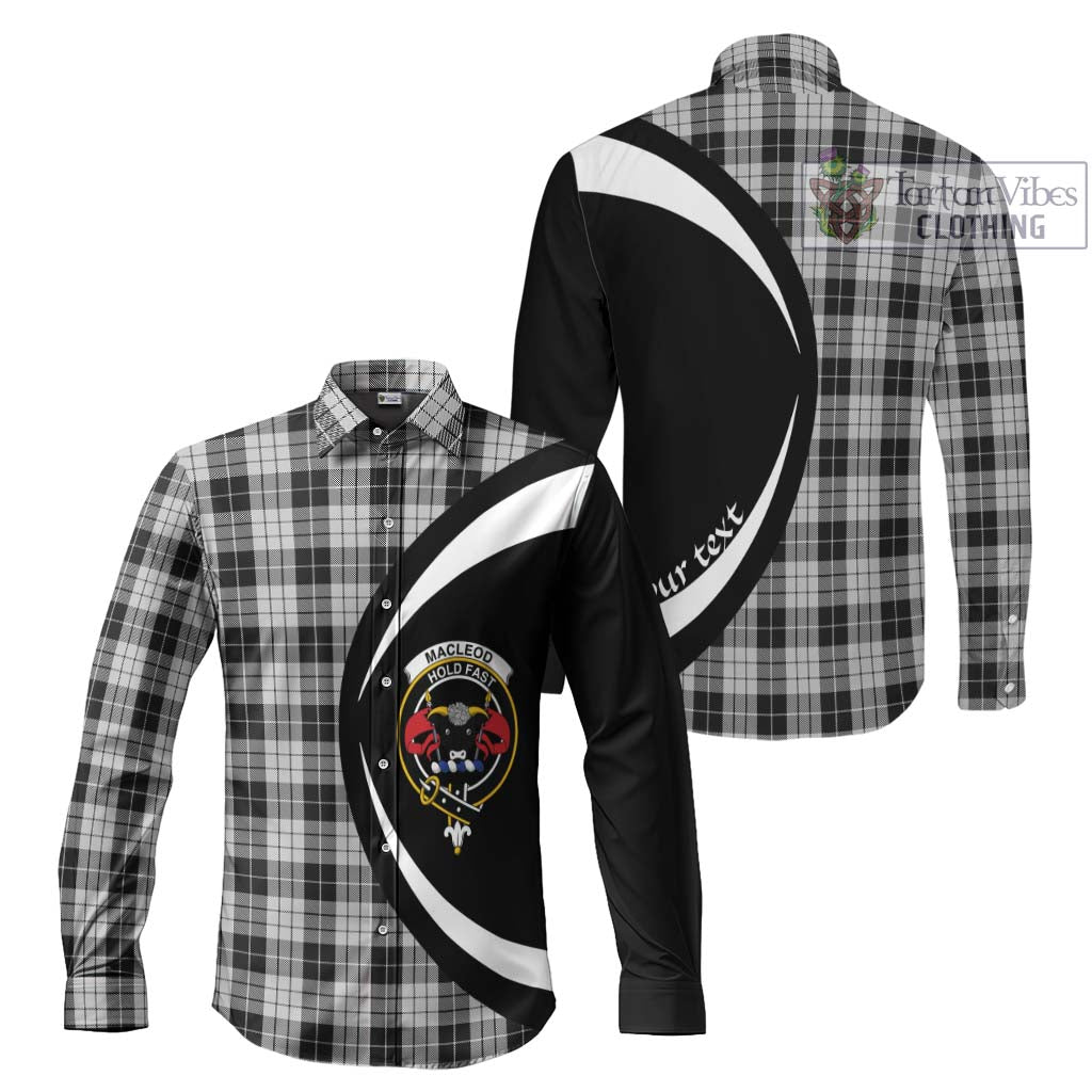 Tartan Vibes Clothing MacLeod Black and White Tartan Long Sleeve Button Up with Family Crest Circle Style