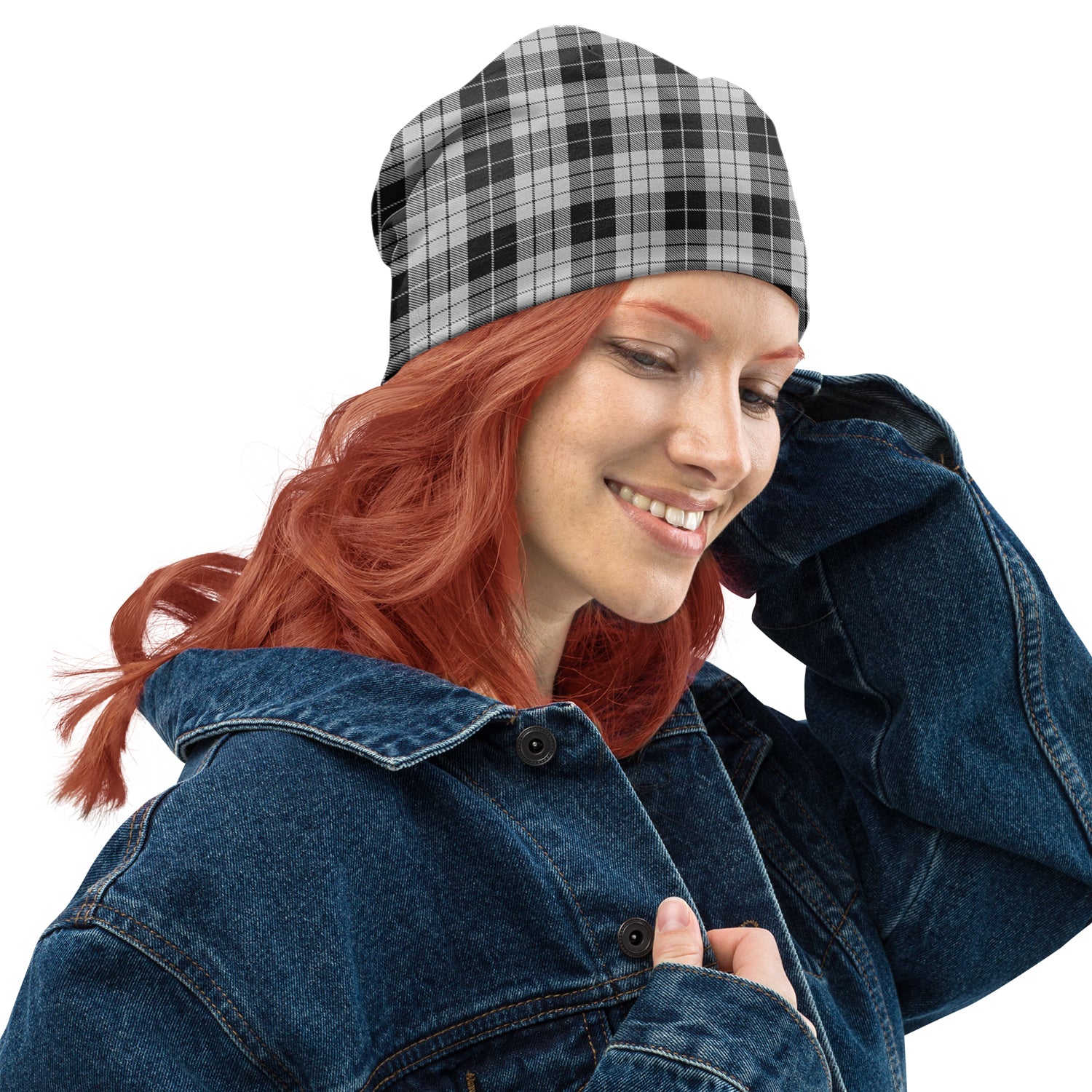 macleod-black-and-white-tartan-beanies-hat