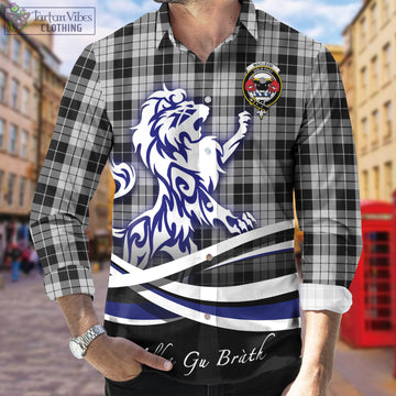 MacLeod Black and White Tartan Long Sleeve Button Up Shirt with Alba Gu Brath Regal Lion Emblem