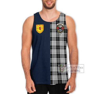 MacLeod Black and White Tartan Men's Tank Top with Scottish Lion Royal Arm Half Style