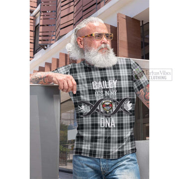 MacLeod Black and White Tartan Cotton T-shirt with Family Crest DNA In Me Style