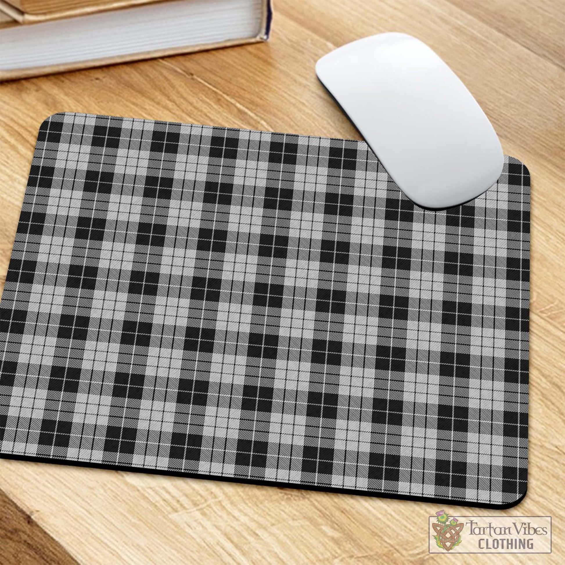 Tartan Vibes Clothing MacLeod Black and White Tartan Mouse Pad