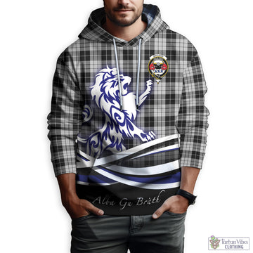 MacLeod Black and White Tartan Hoodie with Alba Gu Brath Regal Lion Emblem