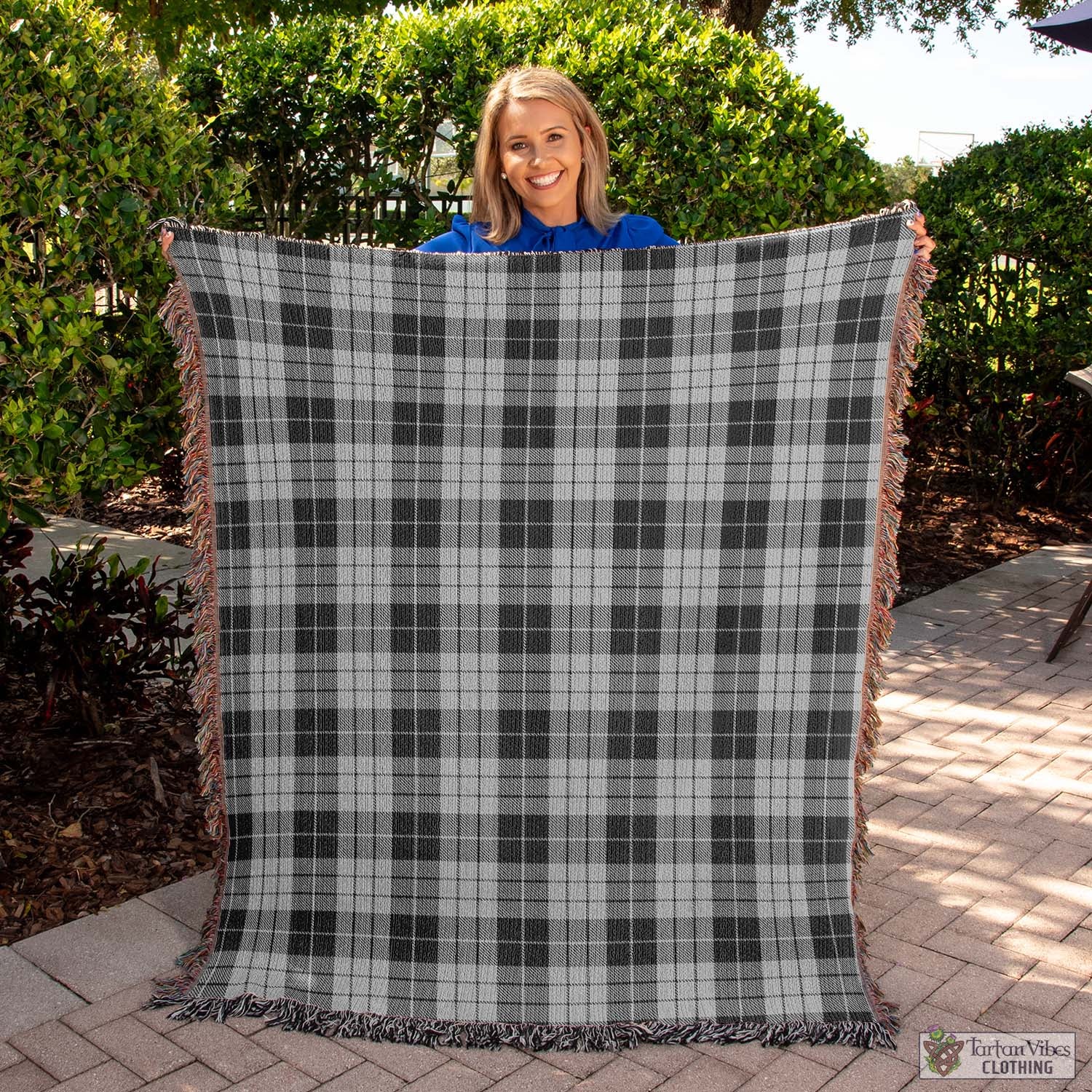 Tartan Vibes Clothing MacLeod Black and White Tartan Woven Blanket