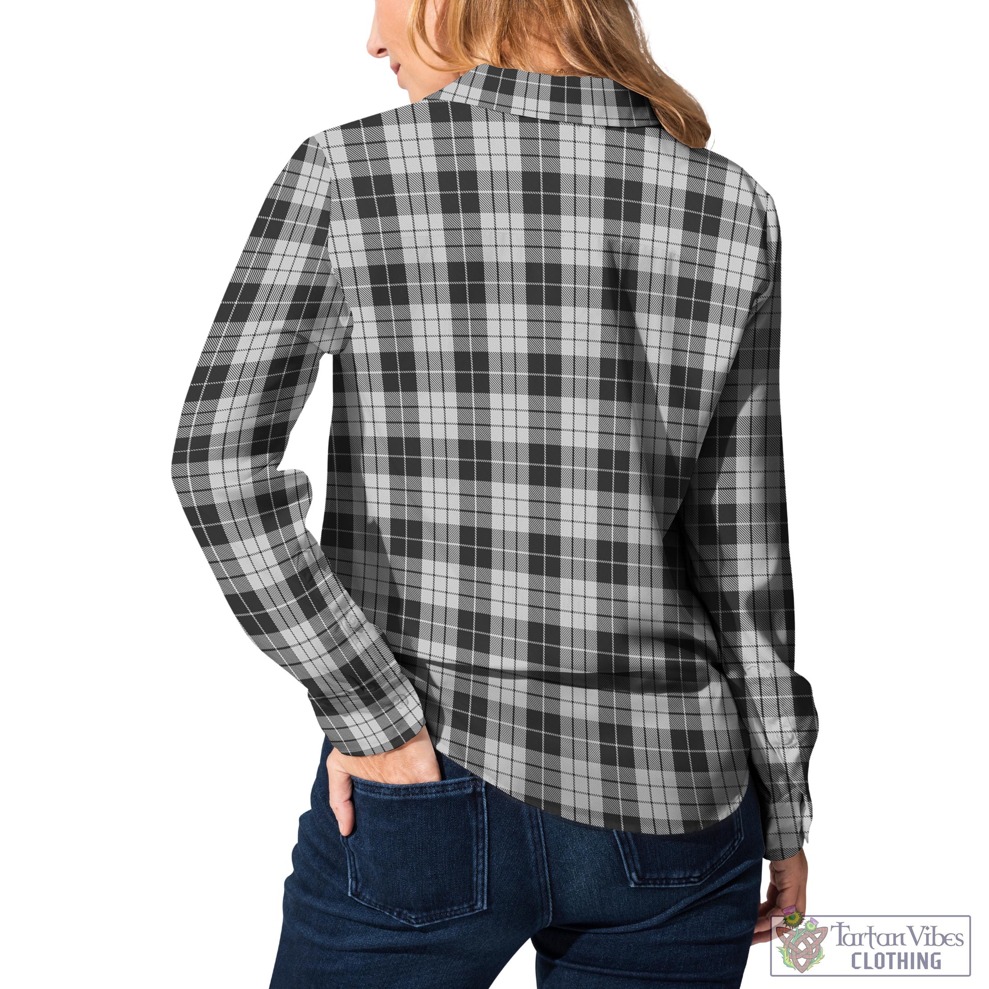 MacLeod Black and White Tartan Womens Casual Shirt