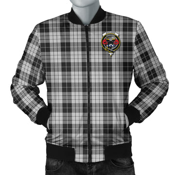 MacLeod Black and White Tartan Bomber Jacket with Family Crest