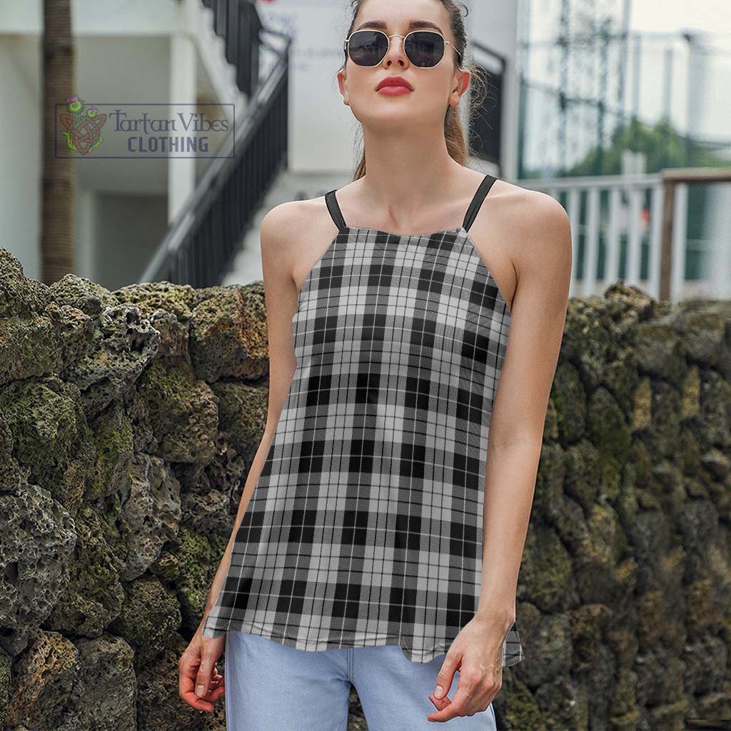 Tartan Vibes Clothing MacLeod Black and White Tartan Loose Halter Neck Camisole