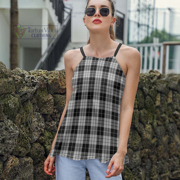 MacLeod Black and White Tartan Loose Halter Neck Camisole