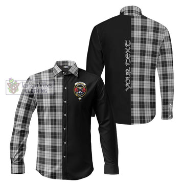 MacLeod Black and White Tartan Long Sleeve Button Shirt with Family Crest and Half Of Me Style