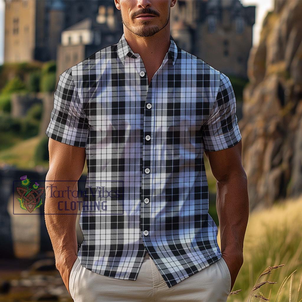 Tartan Vibes Clothing MacLeod Black and White Tartan Cotton Hawaiian Shirt