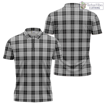 MacLeod Black and White Tartan Zipper Polo Shirt