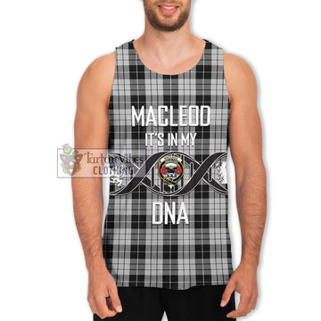 MacLeod Black and White Tartan Men's Tank Top with Family Crest DNA In Me Style