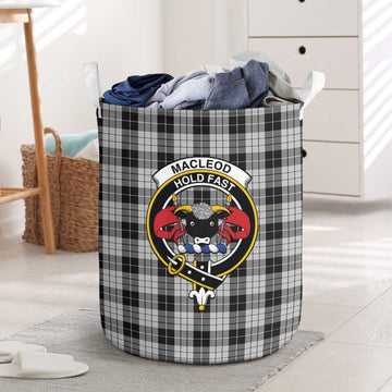 MacLeod Black and White Tartan Laundry Basket with Family Crest