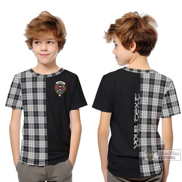 MacLeod Black and White Tartan Kid T-Shirt with Family Crest and Half Of Me Style