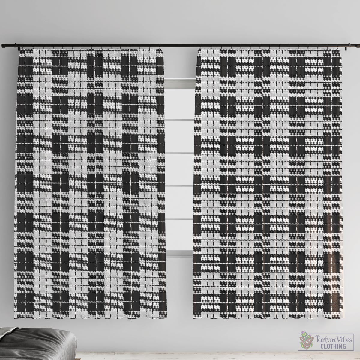 MacLeod Black and White Tartan Window Curtain