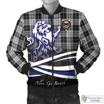 MacLeod Black and White Tartan Bomber Jacket with Alba Gu Brath Regal Lion Emblem