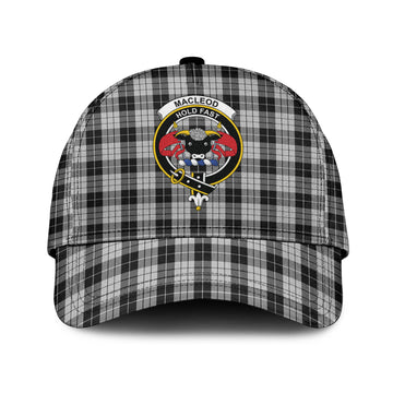 MacLeod Black and White Tartan Classic Cap with Family Crest