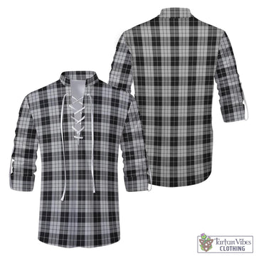 MacLeod Black and White Tartan Men's Scottish Traditional Jacobite Ghillie Kilt Shirt