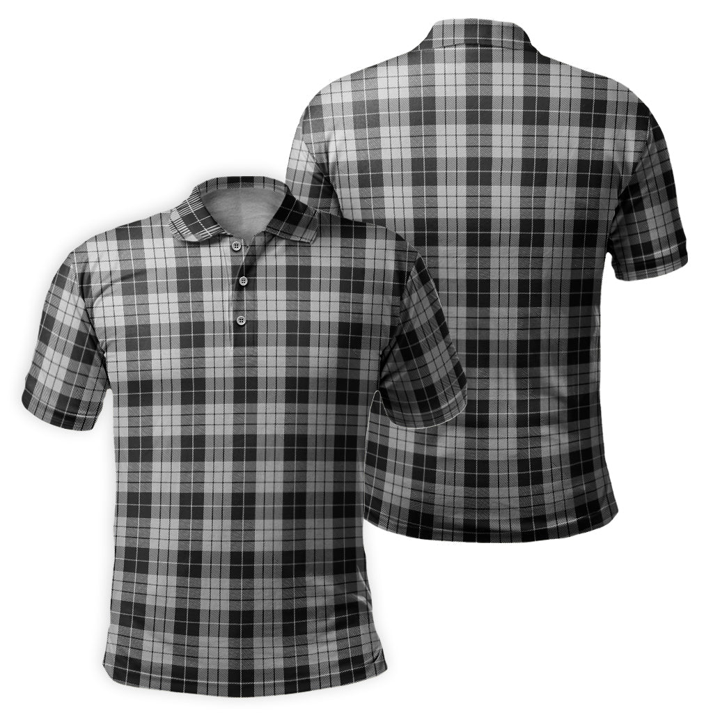 MacLeod Black and White Tartan Mens Polo Shirt - Tartan Vibes Clothing