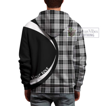 MacLeod Black and White Tartan Hoodie with Family Crest Circle Style