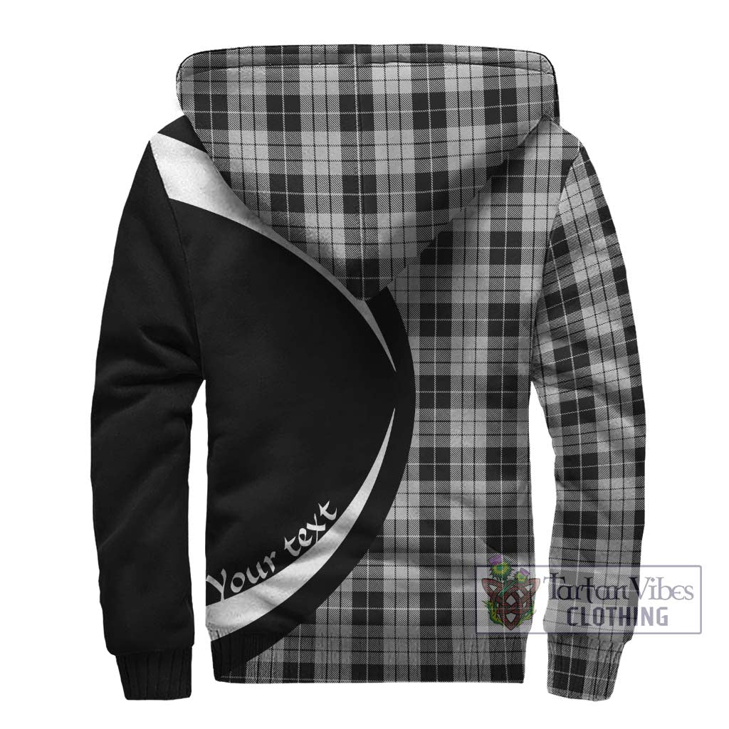 Tartan Vibes Clothing MacLeod Black and White Tartan Sherpa Hoodie with Family Crest Circle Style