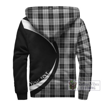 MacLeod Black and White Tartan Sherpa Hoodie with Family Crest Circle Style