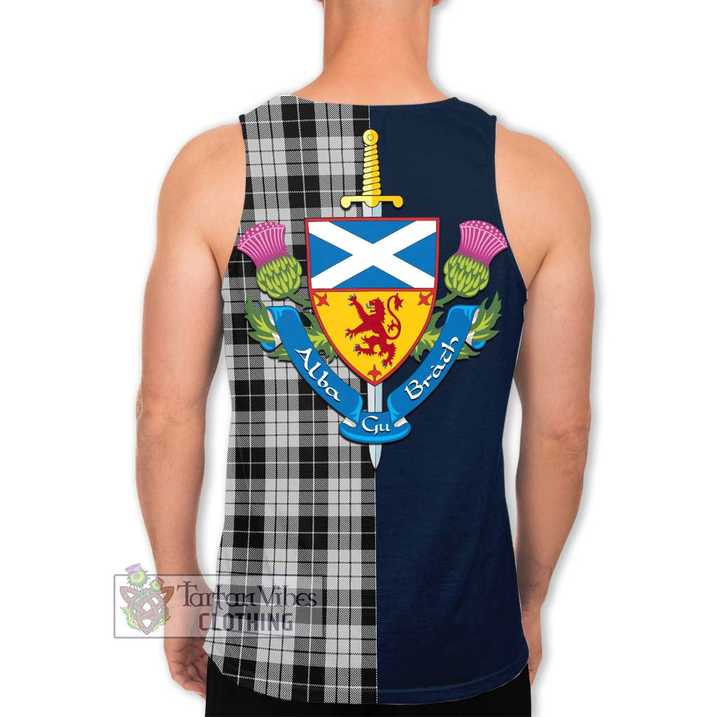 Tartan Vibes Clothing MacLeod Black and White Tartan Men's Tank Top with Scottish Lion Royal Arm Half Style