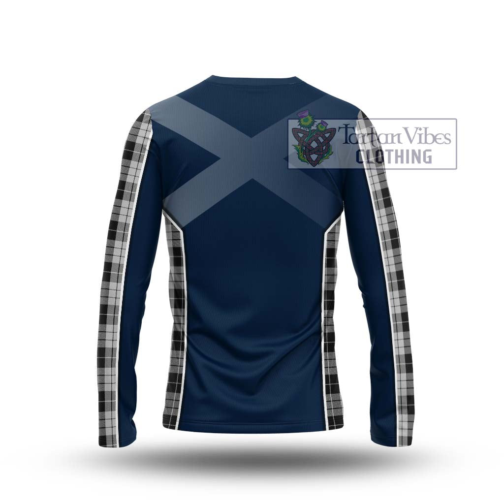 Tartan Vibes Clothing MacLeod Black and White Tartan Long Sleeve T-Shirt with Family Crest and Lion Rampant Vibes Sport Style