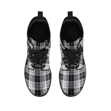 MacLeod Black and White Tartan Leather Boots