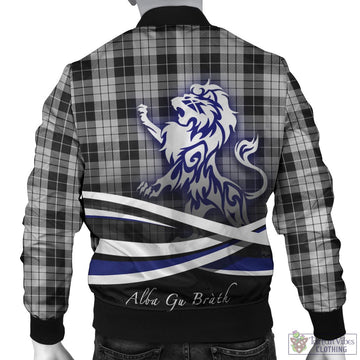 MacLeod Black and White Tartan Bomber Jacket with Alba Gu Brath Regal Lion Emblem