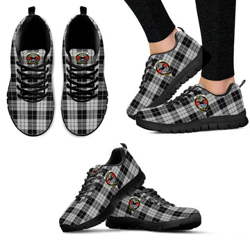 MacLeod Black and White Tartan Sneakers with Family Crest