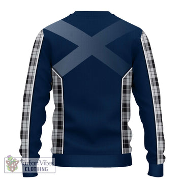 MacLeod Black and White Tartan Knitted Sweater with Family Crest and Lion Rampant Vibes Sport Style