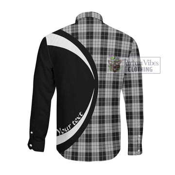 MacLeod Black and White Tartan Long Sleeve Button Up with Family Crest Circle Style